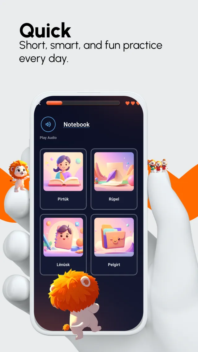 Quick daily practice: a notebook of vocabulary cards in ZimanGo